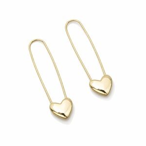 New! Bloom Social Gold Heart Safety Pin Earrings NWOT (3049)